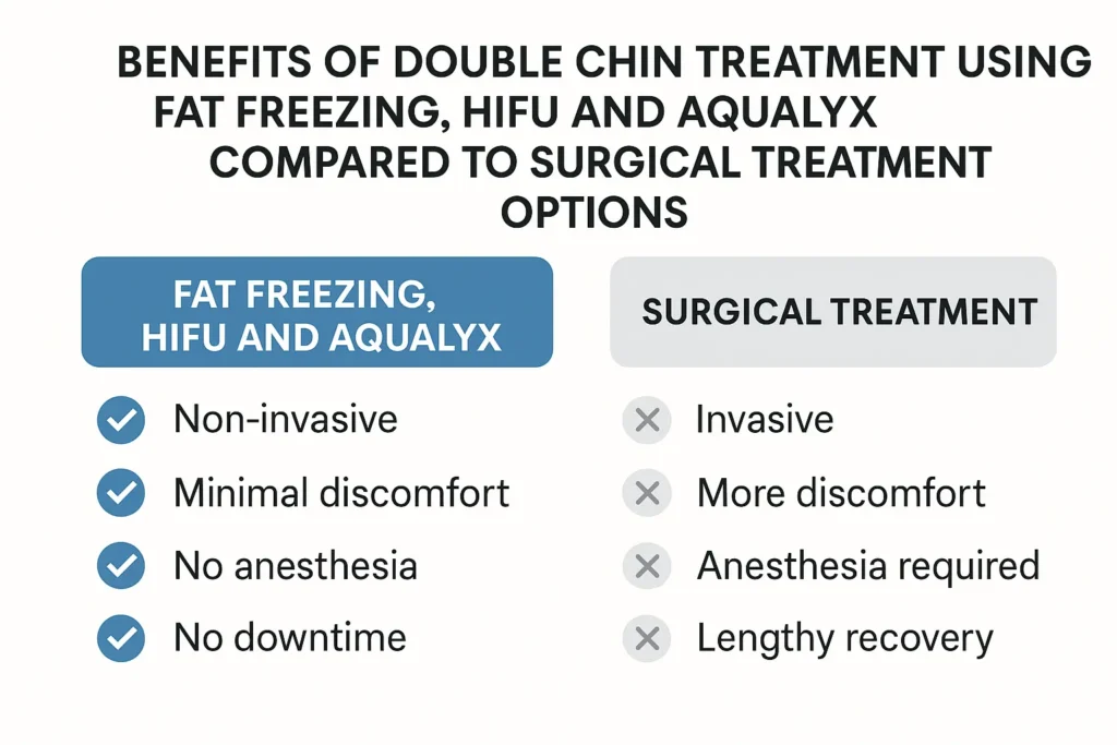 Graphic about the benefits of double chin treatment Greater London (Richmond upon Thames) - from LA LIPO
