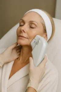 Woman receiving HIFU non surgical facelift treatment Greater London (Richmond upon Thames)