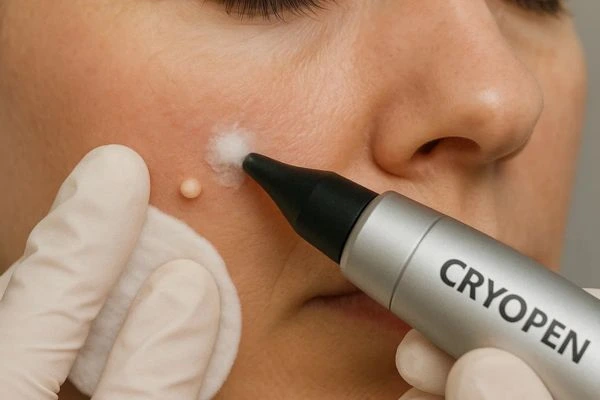 Woman receiving milia removal treatment Greater London (Richmond upon Thames)
