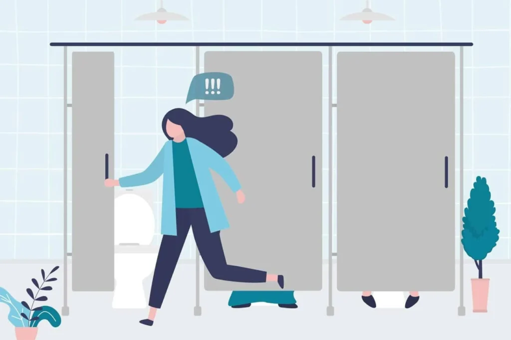 graphic of Urine incontinence Greater London (Richmond upon Thames) woman running to the toilet.